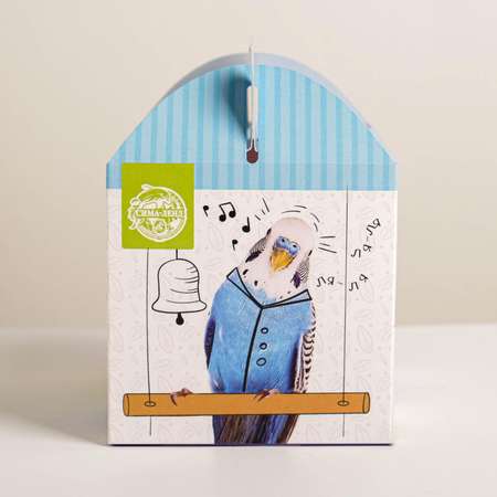Переноска Пушистое счастье картонная для птиц и грызунов «Волнистый попугайчик»