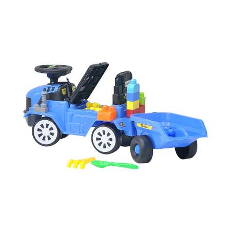 Детская каталка EVERFLO Builder truck ЕС-917T blue c прицепом и кубиками