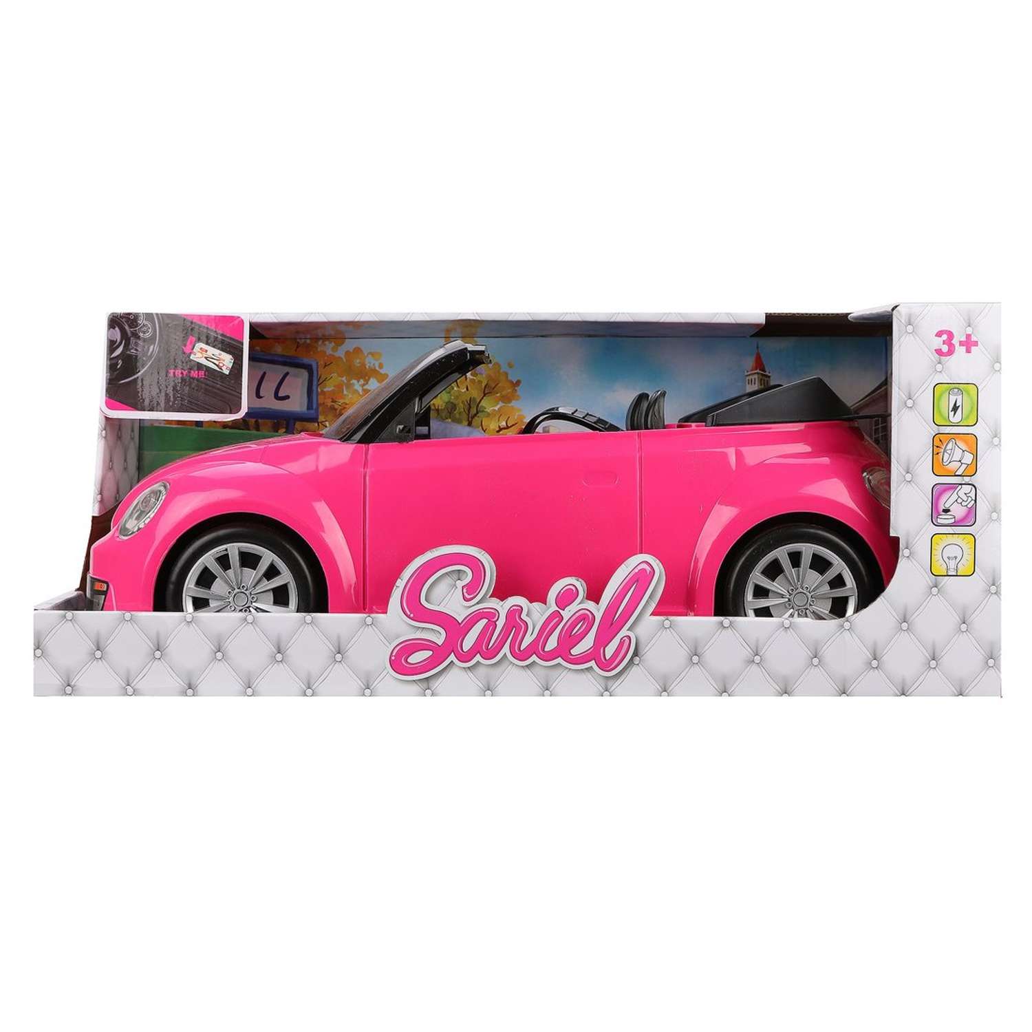 Машинка для куклы Наша Игрушка Кабриолет розовый 44 см со светозвуковыми эффектами 638132 - фото 2