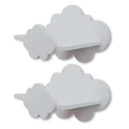 Полки для детской Pema kids набор облака серые 2 шт МДФ