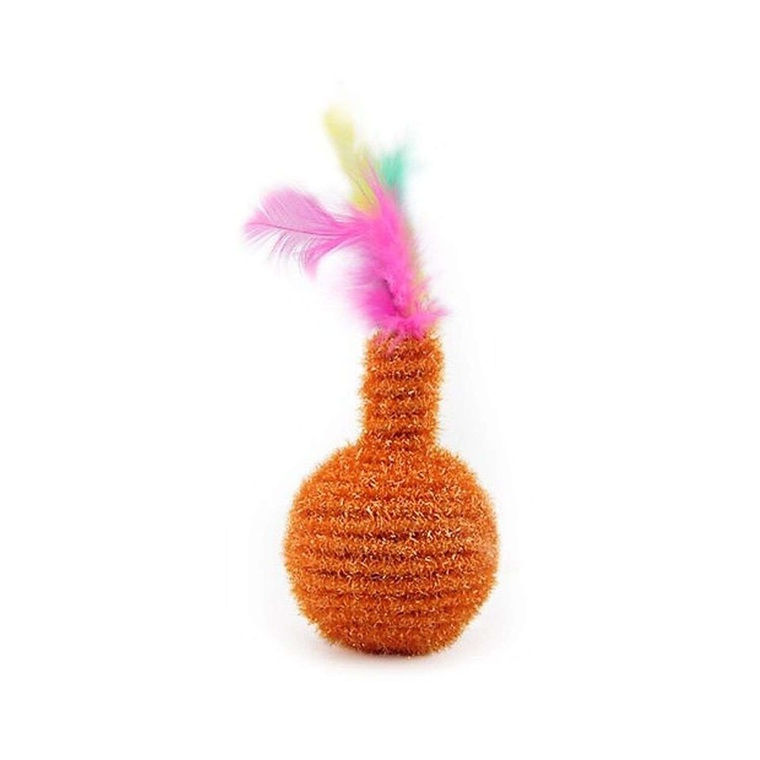 Игрушка для кошек Uniglodis Оранжевый шар с перьями - фото 1
