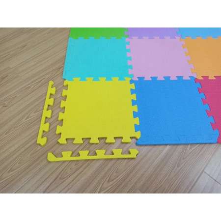 Коврик пазл детский WellMat игровой Радуга 30x30x1 см 9 шт. с окантовкой игровой развивающий для ползания