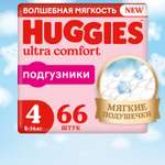 Подгузники для девочек Huggies Ultra Comfort 4 8-14кг 66шт