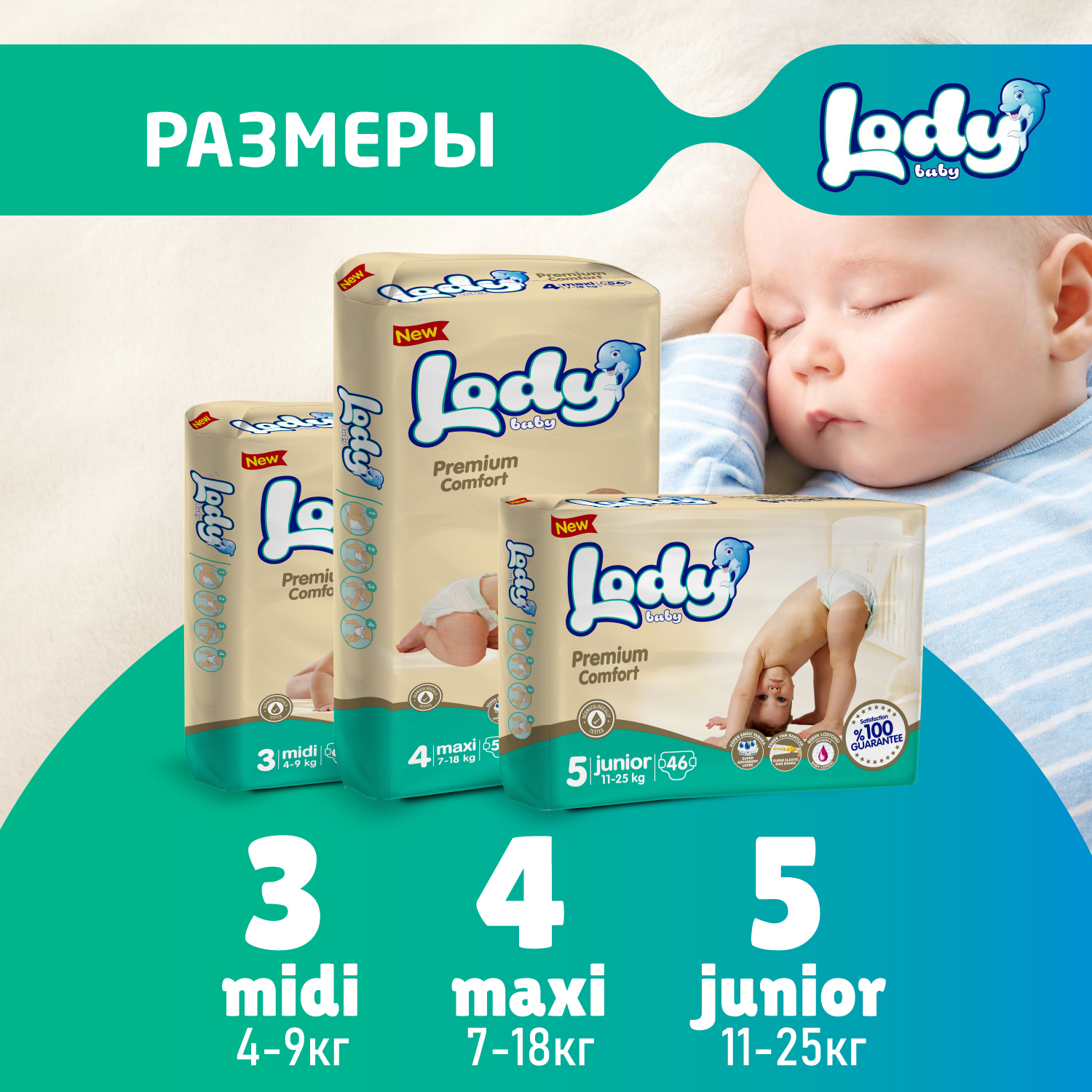 Детские подгузники LODY BABY 3 МИДИ 4-9 кг 64шт - фото 7