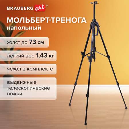 Мольберт Brauberg для рисования напольный металлический для художников переносной