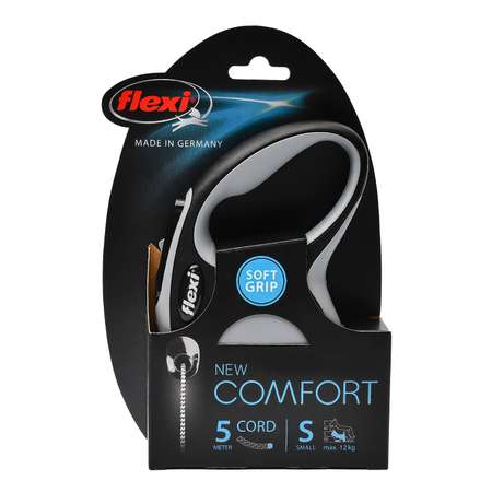 Рулетка Flexi New Comfort S трос 5м до 12кг Черный-Антрацит