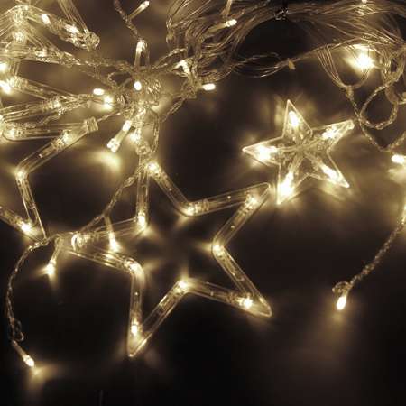 Электрогирлянда светодиодная Золотая сказка новогодняя Звезды занавес на окно 3х1 м