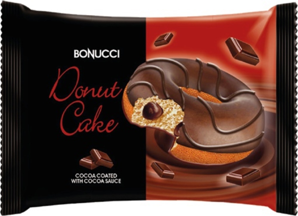 Пирожное Donut Cake BONUCCI бисквитное глазированное с начинкой какао 40 грамм - фото 1