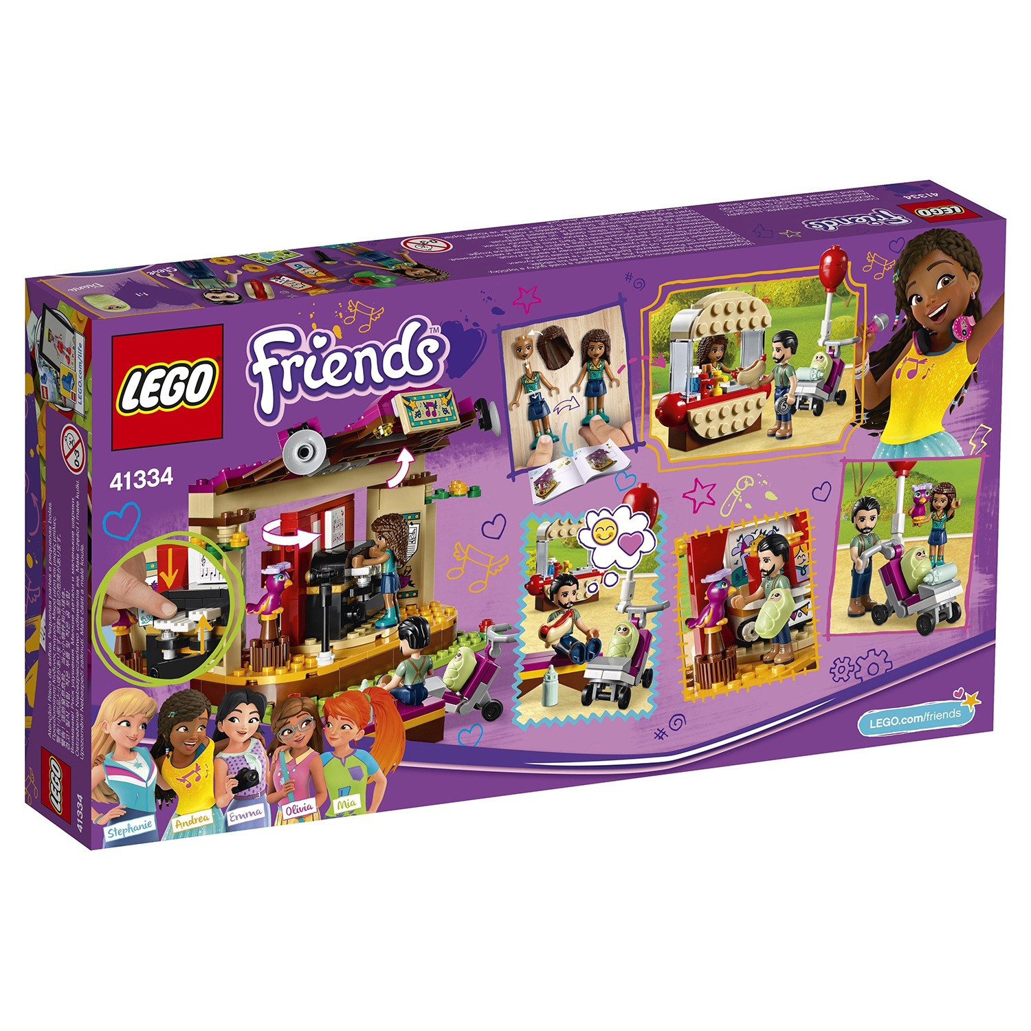 Конструктор LEGO Сцена Андреа в парке Friends (41334) купить по цене 1599 ₽  в интернет-магазине Детский мир