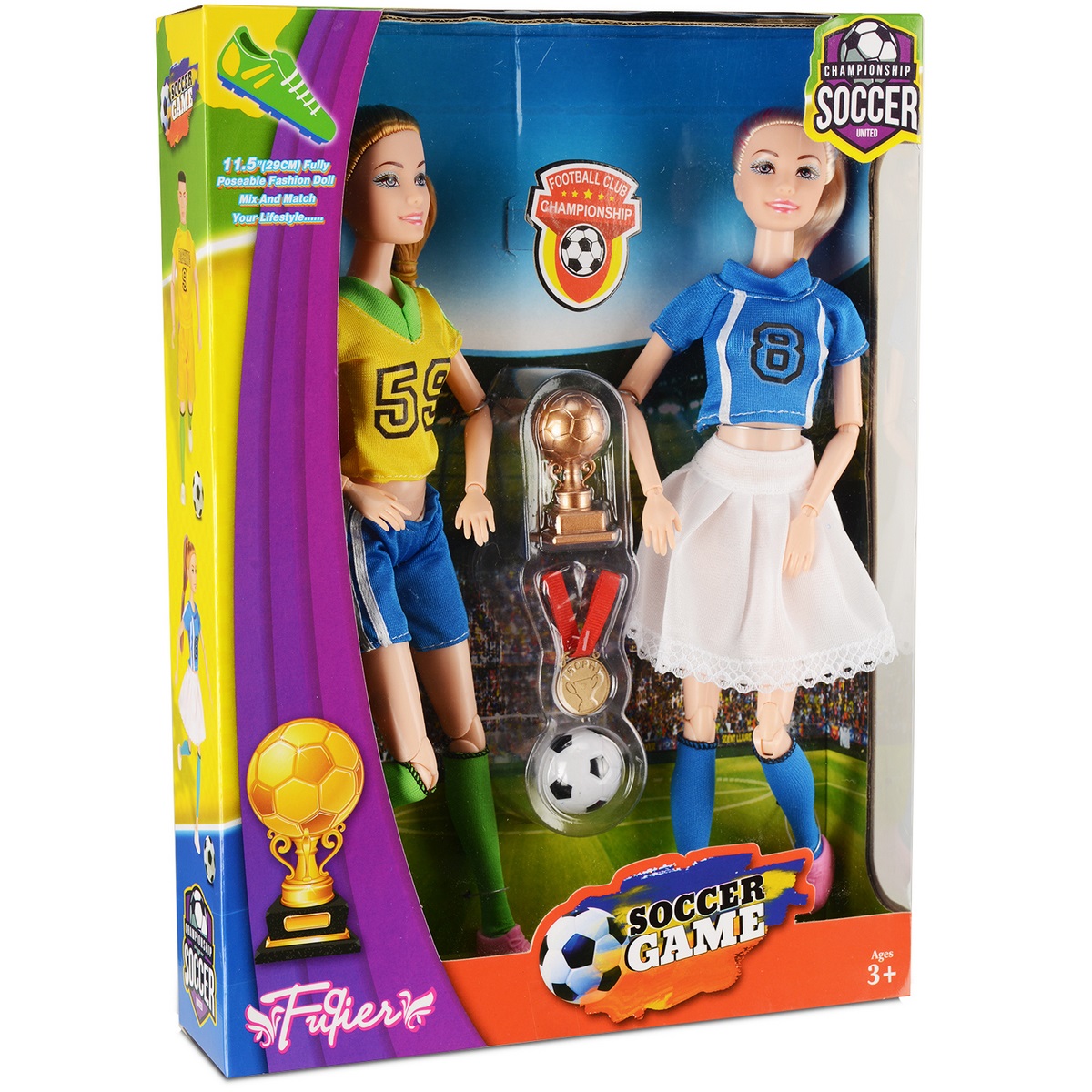 Набор кукол Happy Family Чемпионки по футболу 2 шт 28 см желто-голубой HP1111026//желто-голубой - фото 5