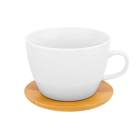 Чашка Elan Gallery для капучино и кофе латте 500 мл Снежная королева с деревянной подставкой