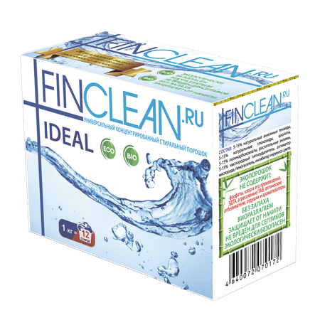 Концентрированный эко-порошок FINCLEAN.RU Ideal 1кг - 12 стирок - универсальный концентрированный