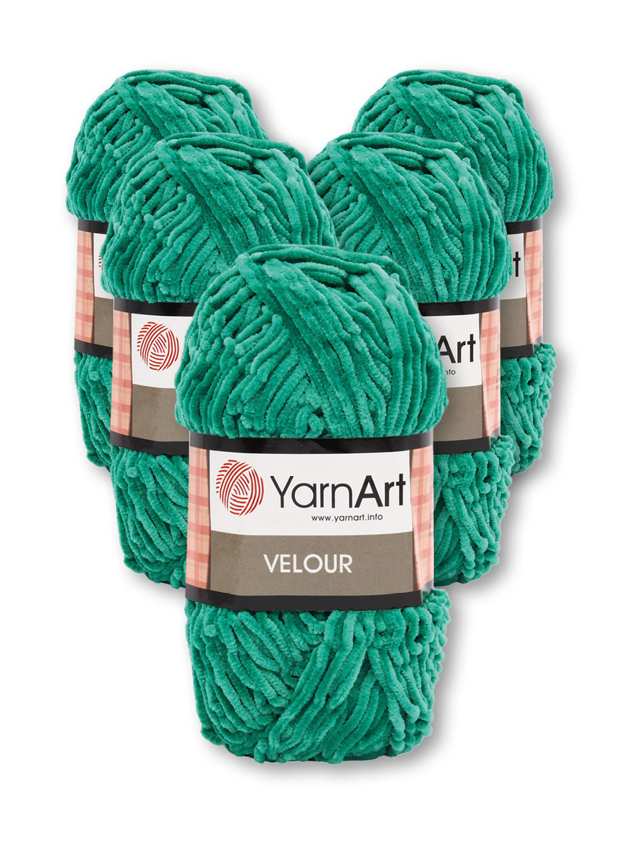 Пряжа для вязания YarnArt Velour 100 г 170 м микрополиэстер мягкая велюровая 5 мотков 856 изумрудный - фото 3