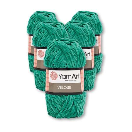 Пряжа для вязания YarnArt Velour 100 г 170 м микрополиэстер мягкая велюровая 5 мотков 856 изумрудный