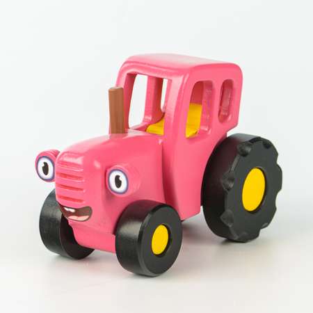 Игрушка Синий трактор Средний розовый из дерева