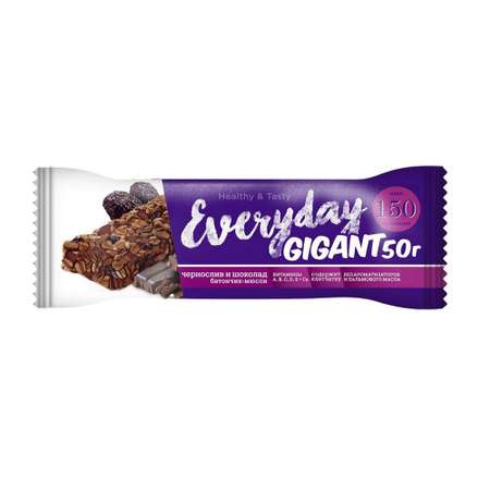 Батончик Everyday фруктово-злаковый GIGANT чернослив и шоколад 50 г шоубокс 24 шт