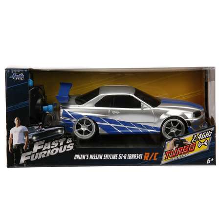 Машина Jada Fast and Furious РУ 1:24 Nissan Skyline GT-R 2002 Серебряная 99371