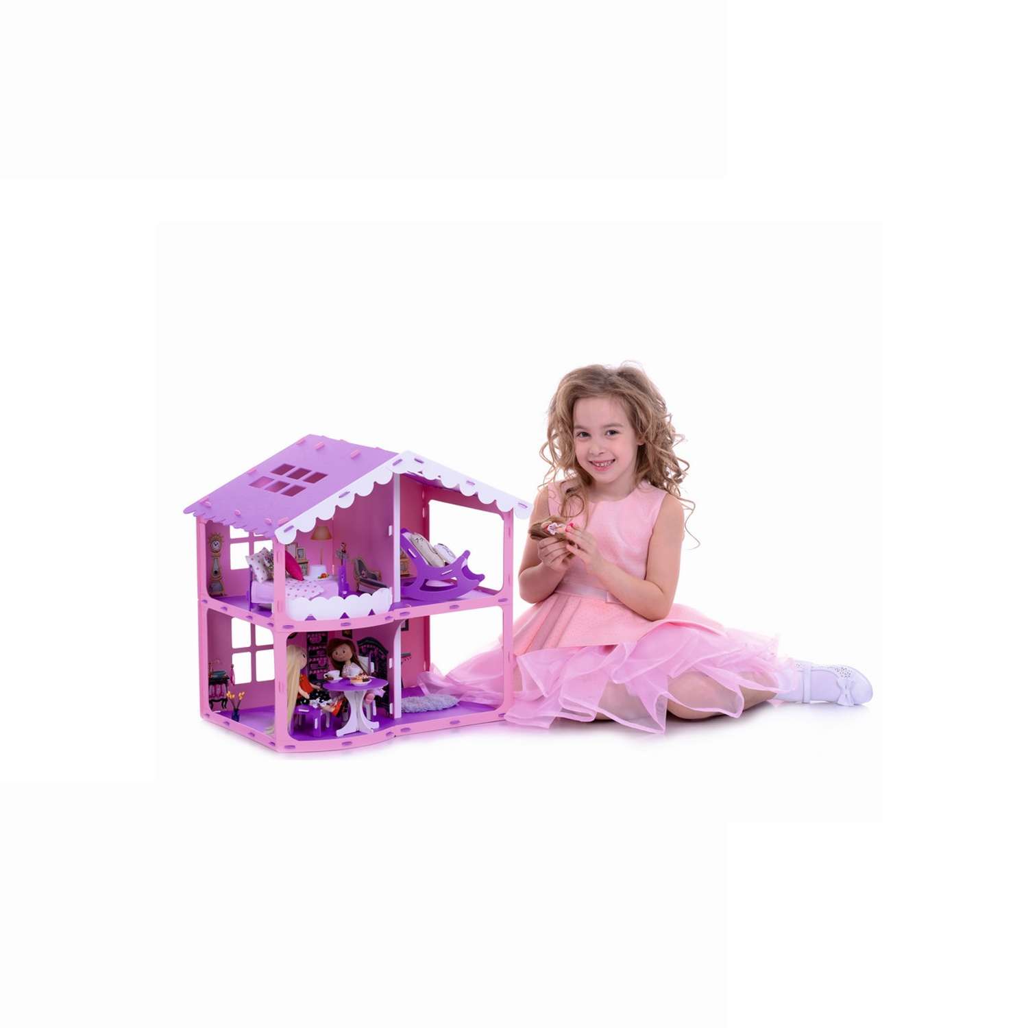 Домик для кукол Krasatoys Анжелика с мебелью 5 предметов 000255 000255 - фото 2