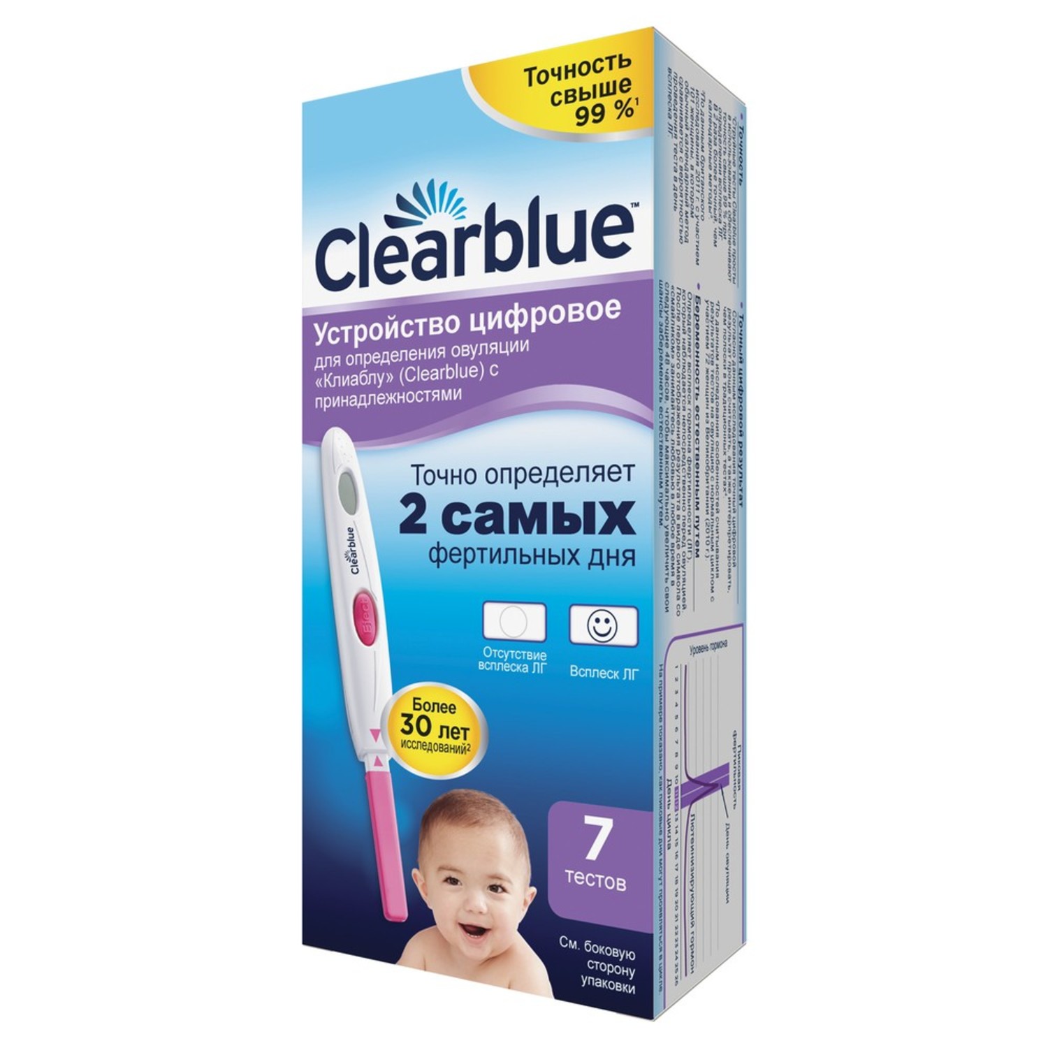 Тест для определения овуляции Clearblue цифровой 7тест-полосок - фото 2