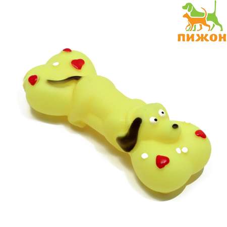 Игрушка Пижон пищащая «Косточка и пес» для собак 15х6 см жёлтая
