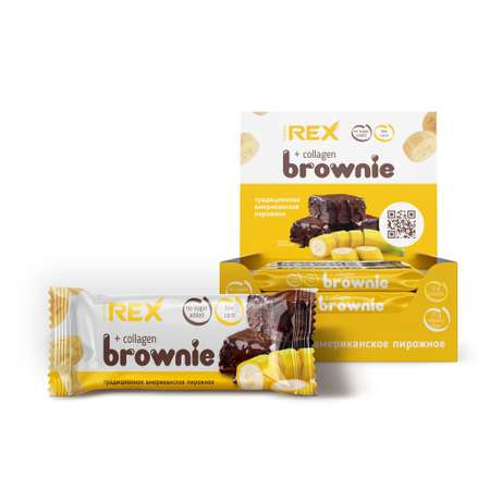 Протеиновые пирожные ProteinRex Brownie банановый с коллагеном 12шт