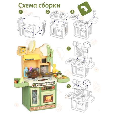 Игровой набор детский AMORE BELLO Детская кухня кран с водой игрушечные продукты и посуда 28 предметов JB0208736