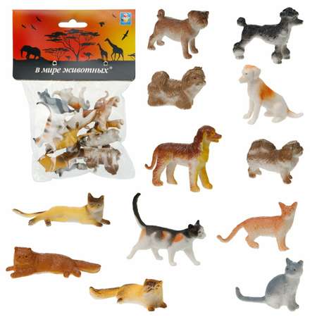 Набор игровой 1Toy В мире животных Собаки и коты 12предметов Т50535