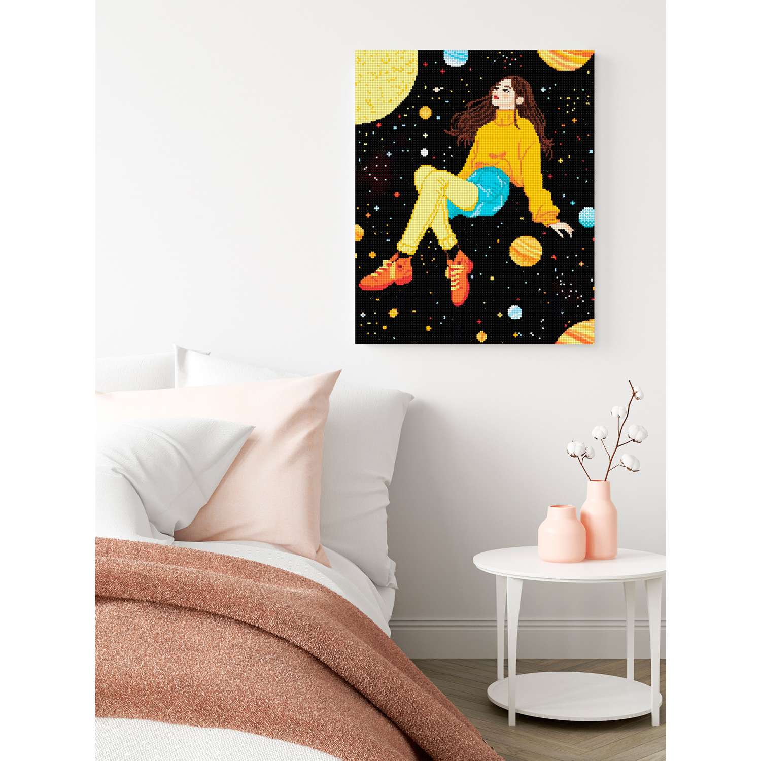 Алмазная мозаика Art sensation холст на деревянном подрамнике 40х50 см Девочка в космосе - фото 3