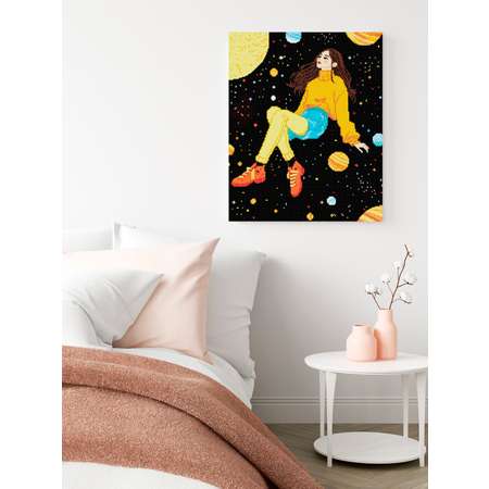 Алмазная мозаика Art sensation холст на деревянном подрамнике 40х50 см Девочка в космосе