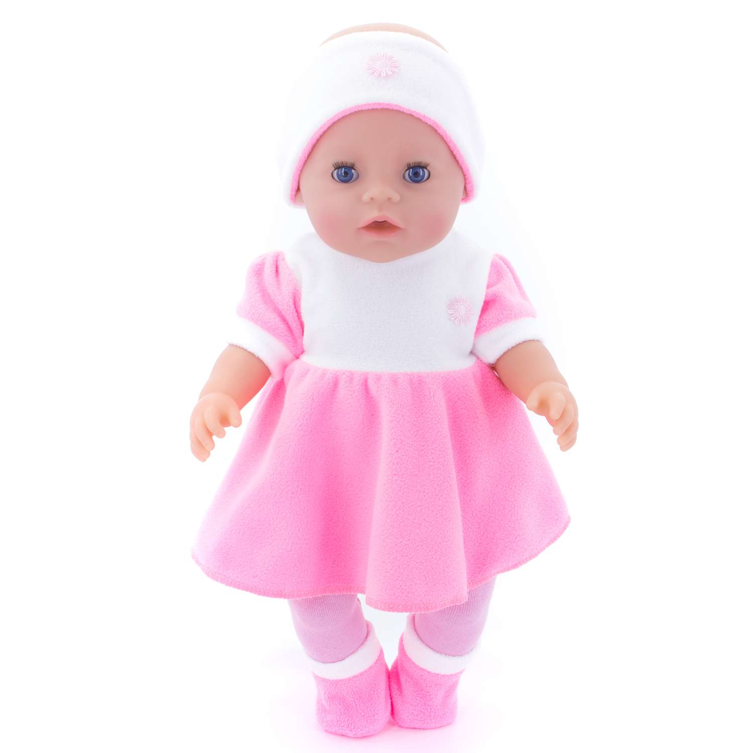Комплект для пупса Модница 43-48 см: платье колготки повязка на голову и тапочки 6118 розовый-розовый 6118розовый&amp;розовый - фото 5