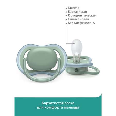 Пустышка Philips Avent Ultra Air с рисунком +футляр для стерилизации 0-6месяцев SCF544/10