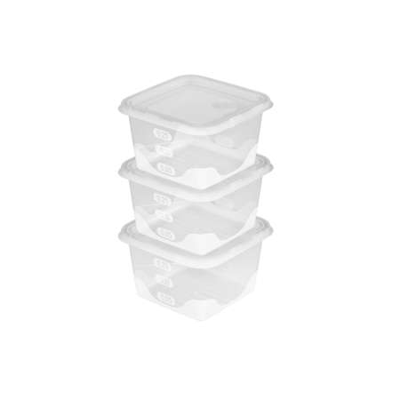 Набор квадратных емкостей FunCook Fusion для хранения и заморозки продуктов 0.33л 3шт
