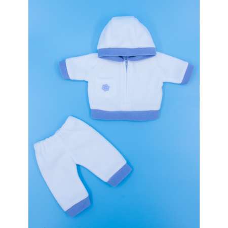Комплект одежды МОДНИЦА для пупса 43-48 см из флиса белый-голубой