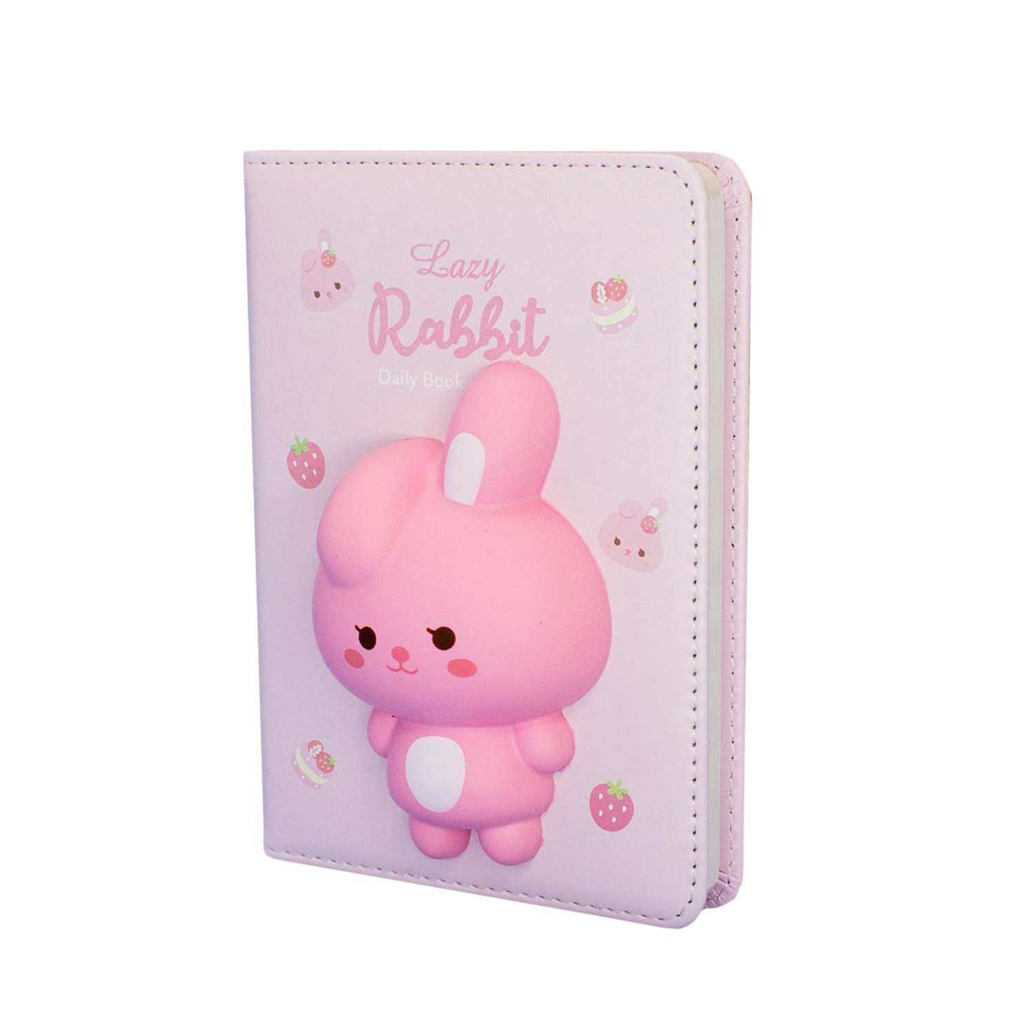 Блокнот со сквишем Михи-Михи Кролик Lazy Rabbit формат А6 розовый - фото 1