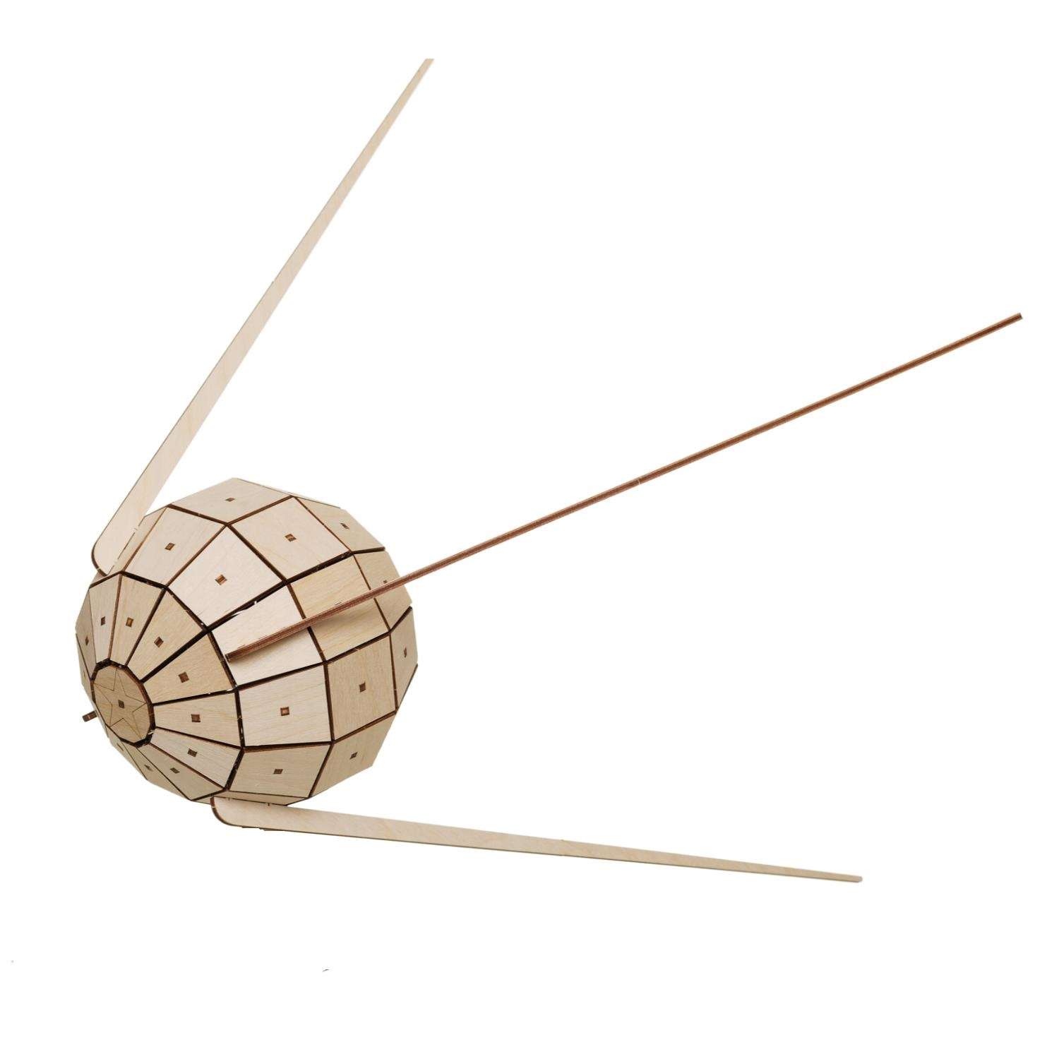 Сборная модель деревянная TADIWOOD Спутник ПС-1 36 см. 99 деталей - фото 1