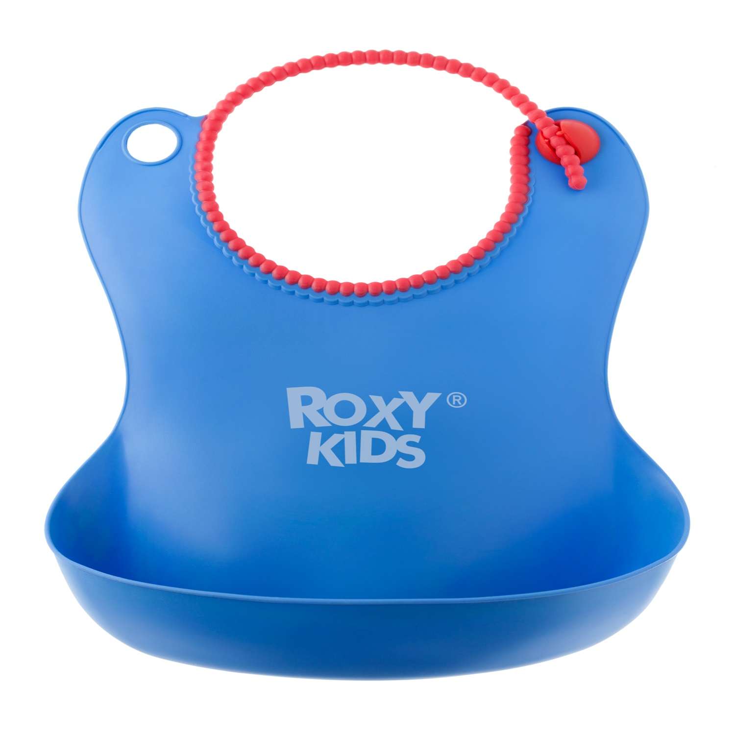 Нагрудник ROXY-KIDS для кормления мягкий с кармашком и застежкой цвет синий - фото 2