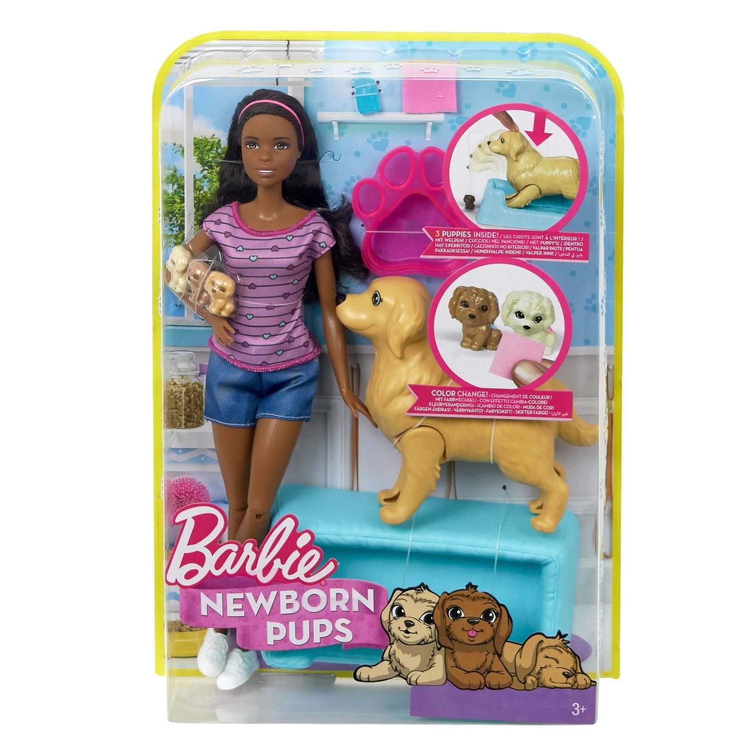 Набор игровой Barbie Брюнетка и собака с новорожденными щенками FDD44 FBN17 - фото 2
