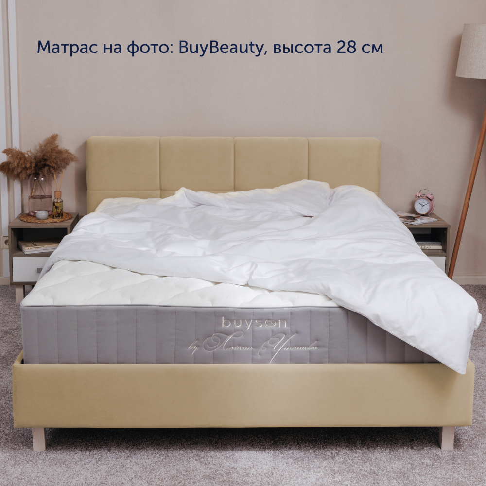 Двуспальная кровать buyson BuyGlory 200х160, бежевая, микровелюр - фото 6