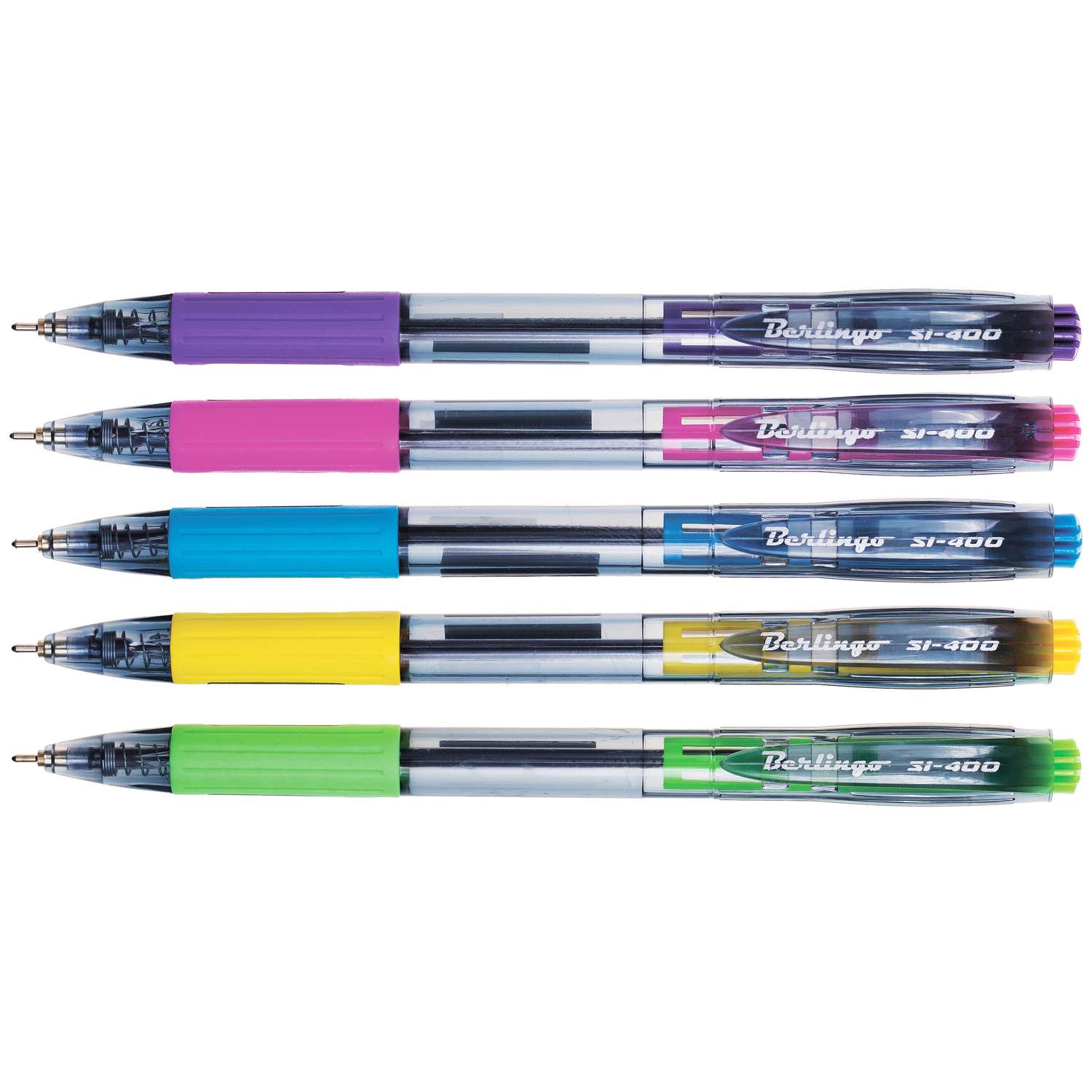 Ручки шариковые BERLINGO SI 400 Color автоматические 4шт Синяя в ассортименте CBm_70500 - фото 1