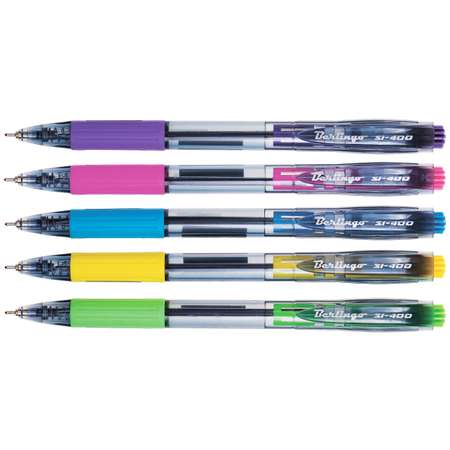 Ручки шариковые BERLINGO SI 400 Color автоматические 4шт Синяя в ассортименте CBm_70500