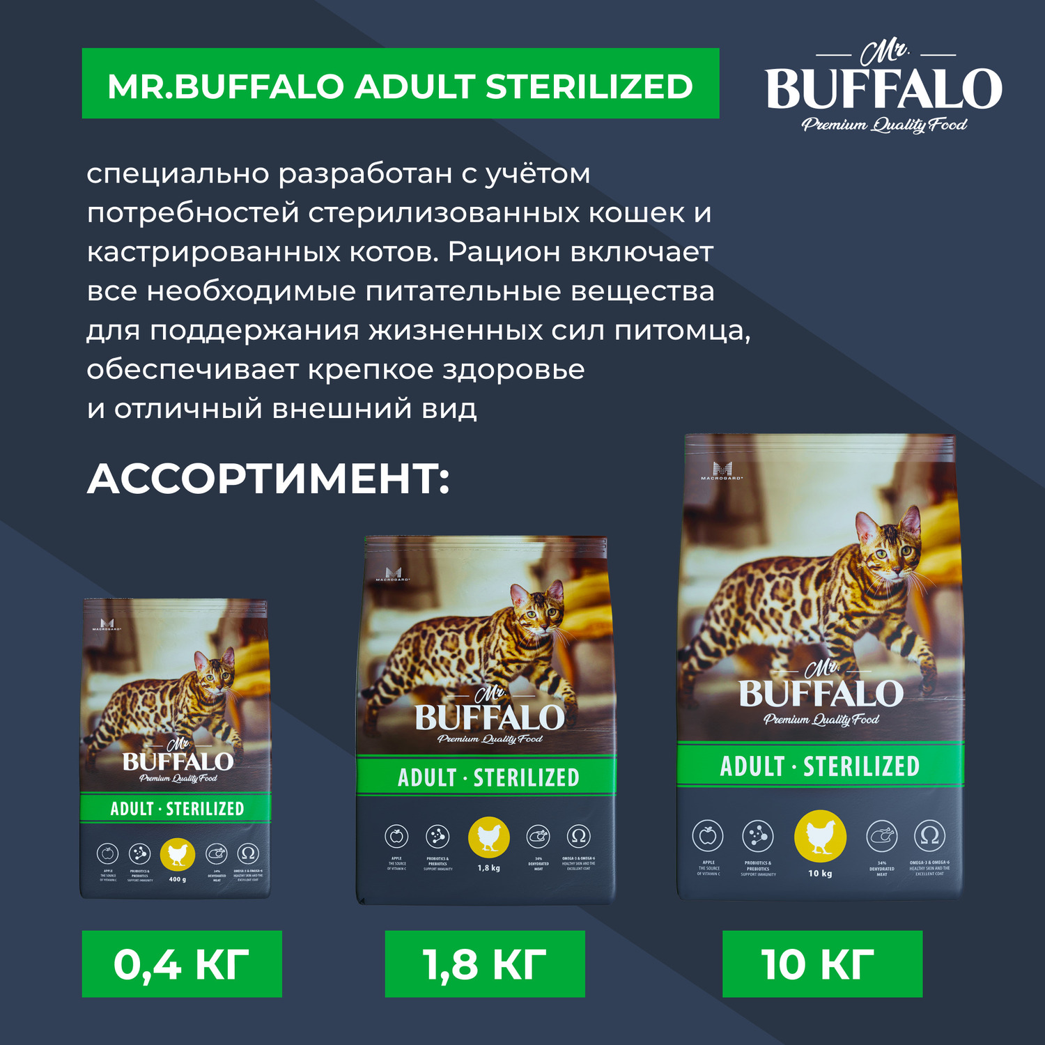 Корм для кошек Mr.Buffalo Castrated стерилизованных с курицей сухой 400г - фото 8