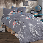 Комплект постельного белья ATLASPLUS астронавт серый полутороспальный