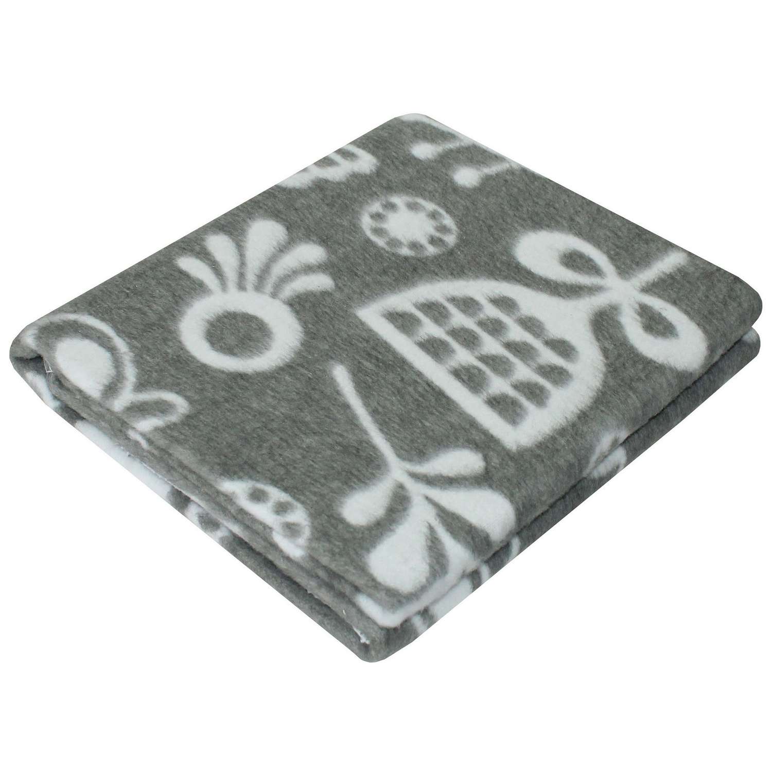 Одеяло байковое Ермошка Цветики Серое 57-5 ЕТОЖ - фото 1