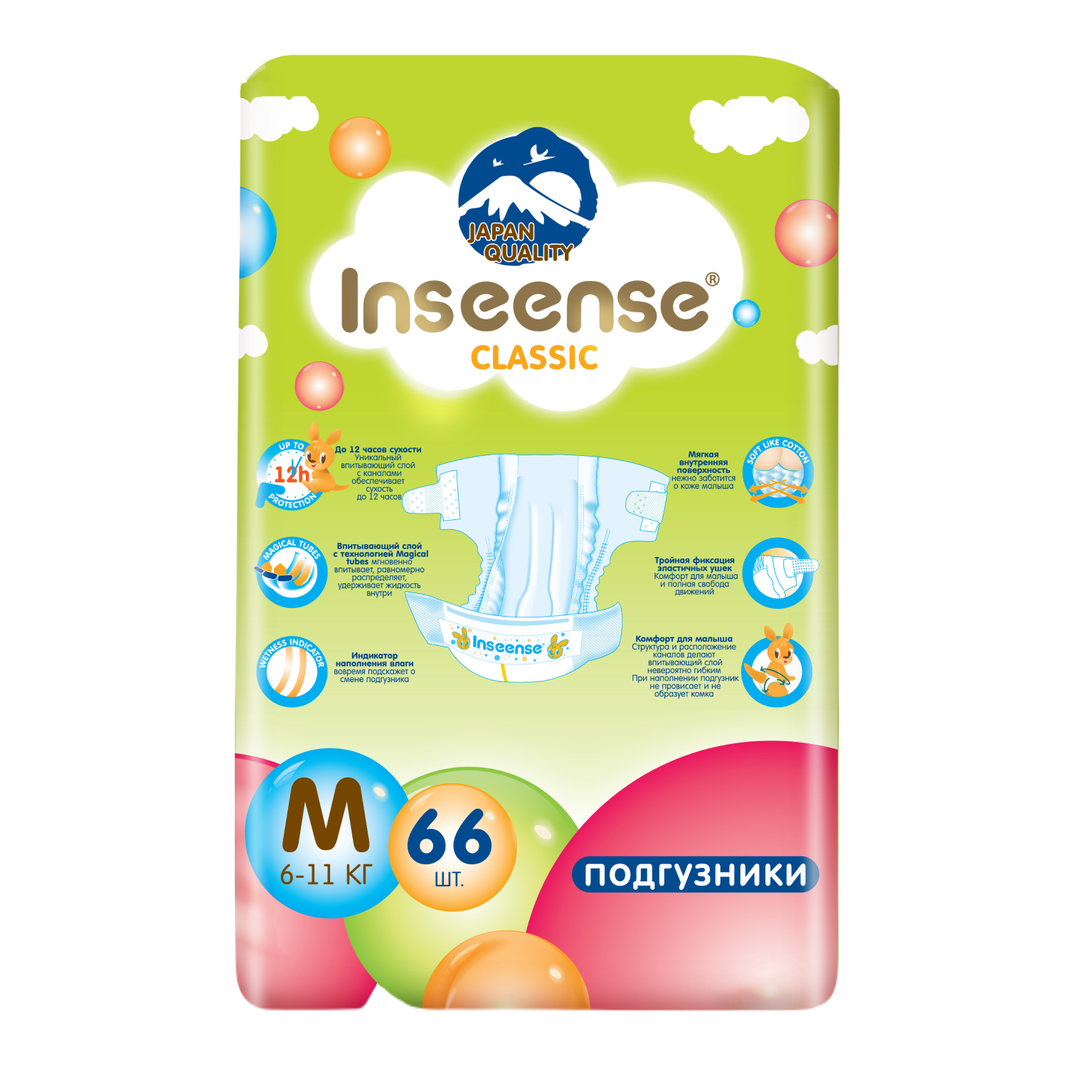 Подгузники INSEENSE Classic Plus M 6-11 кг 66 шт - фото 5