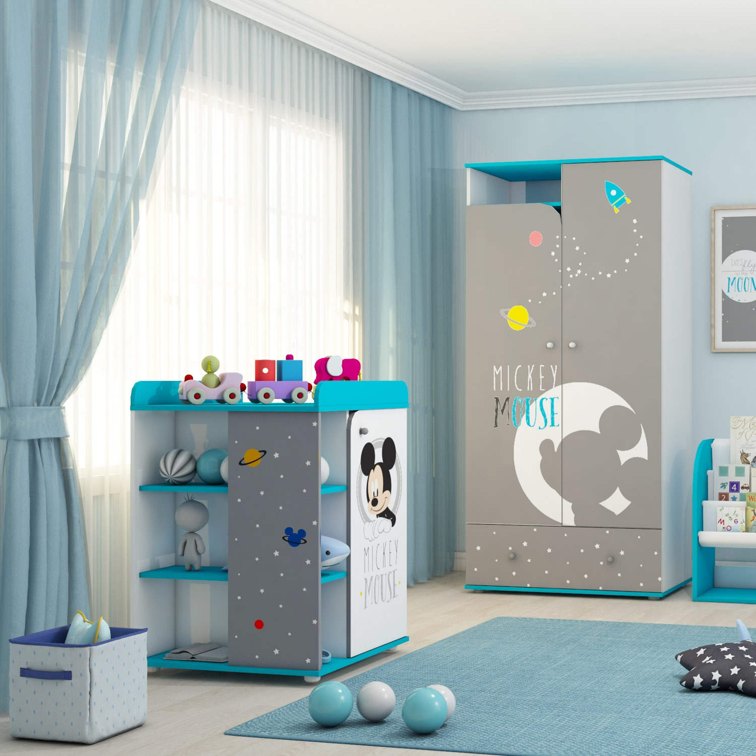 Комод Polini kids Disney baby Микки Маус с дверью Белый-Серый - фото 5