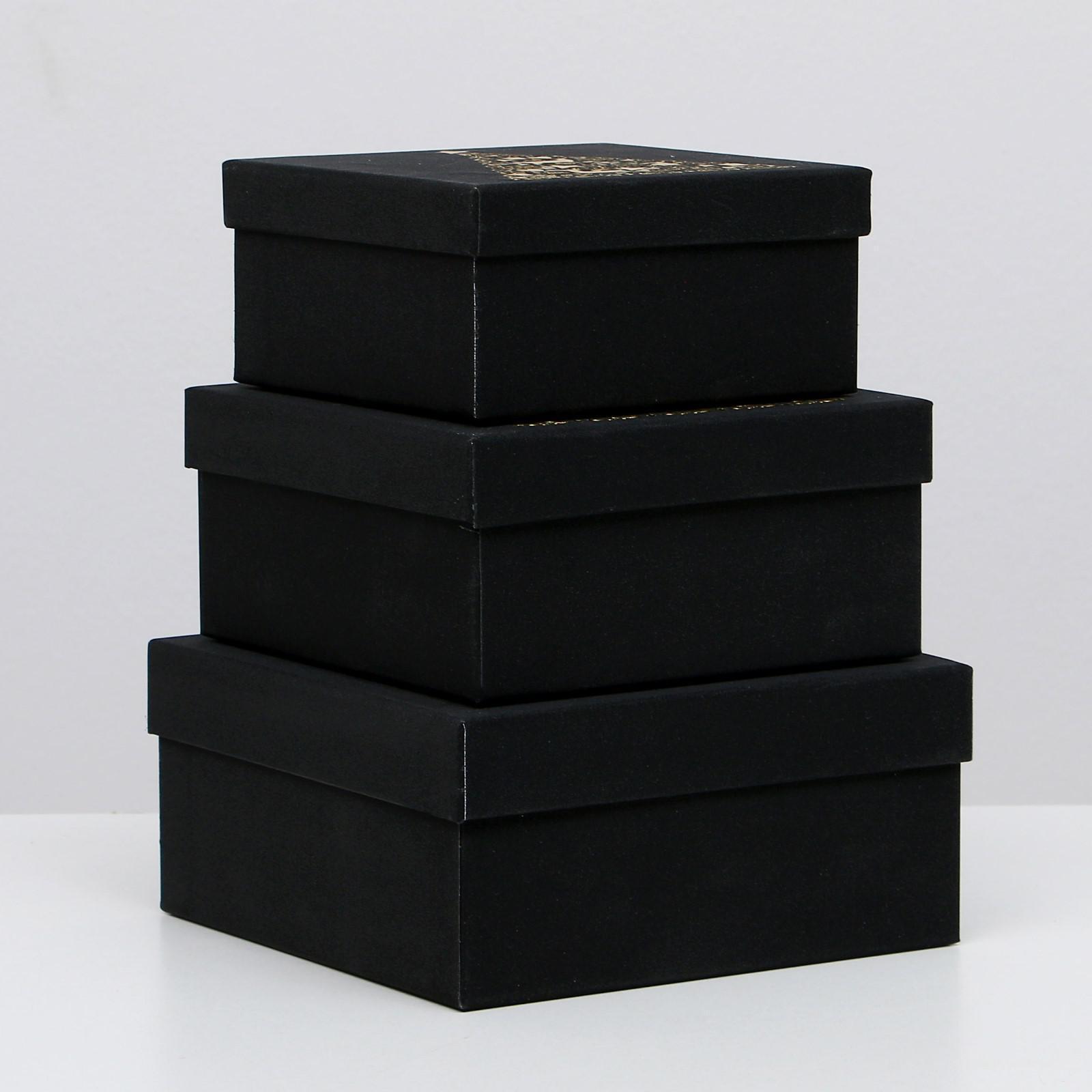 Набор Sima-Land коробок 3 в 1«Золотая ель» 20×20×9.5 15.5×15.5×7.5 см - фото 2