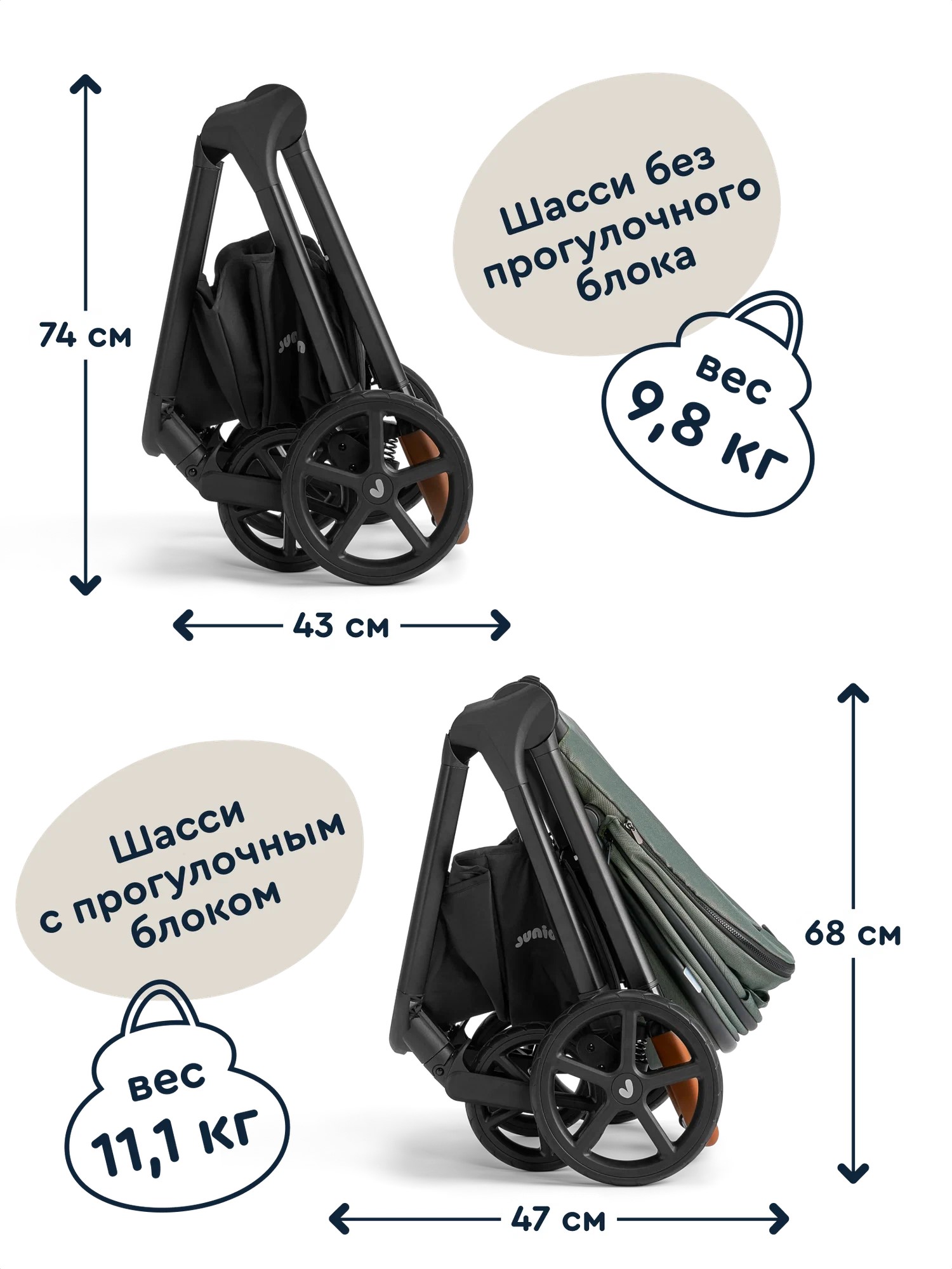 Коляска универсальная 2 в 1 детская Junion Chillibom всесезонная цвет зелёный - фото 18