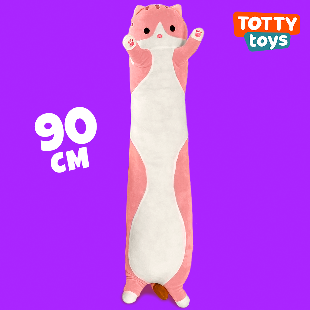 Мягкая игрушка кошка подушка TOTTY TOYS кот батон 90 см розовый антистресс  развивающая обнимашка