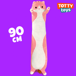 Мягкая игрушка кошка подушка TOTTY TOYS кот батон 90 см розовый антистресс развивающая обнимашка