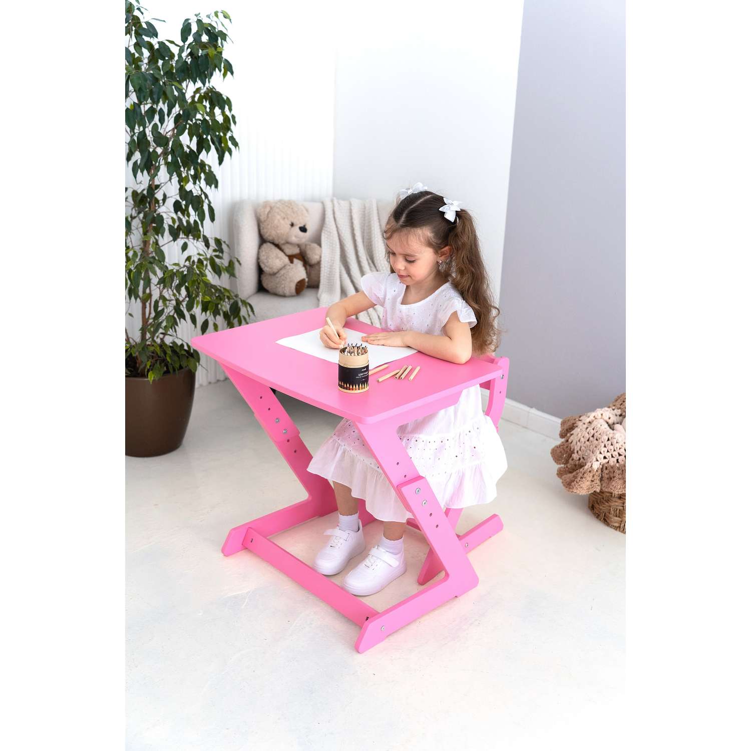 Детский растущий стол и стул Коняша розовый - фото 2